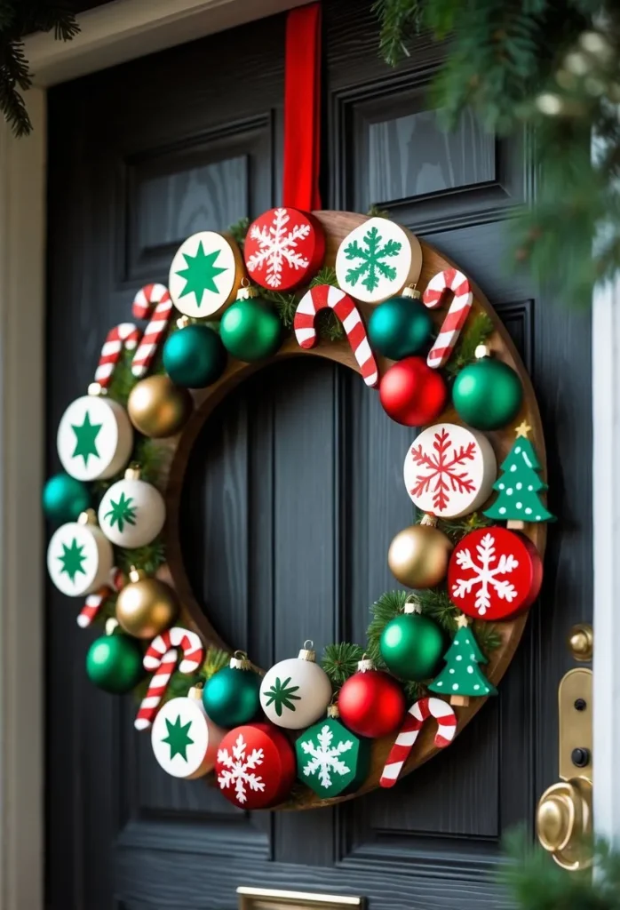 Hand-Painted Wooden Ornament Wreath