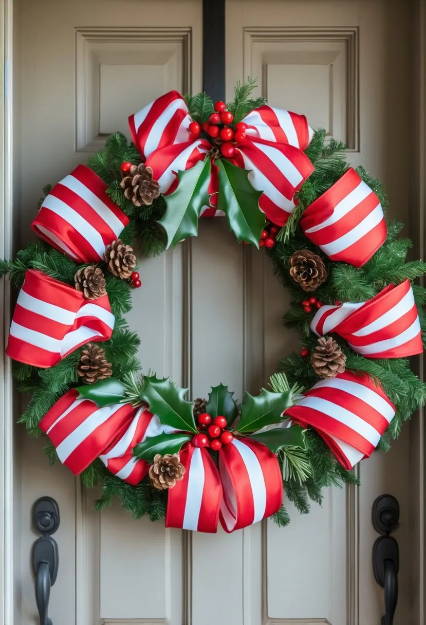 Bright Candy Cane Stripe Wreath