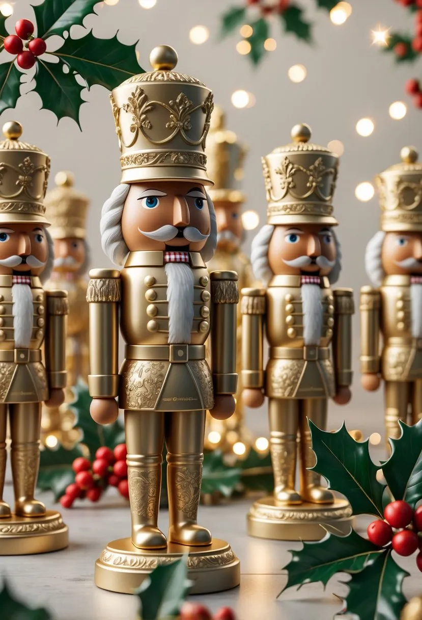 Gold Embossed Nutcracker Figurines
