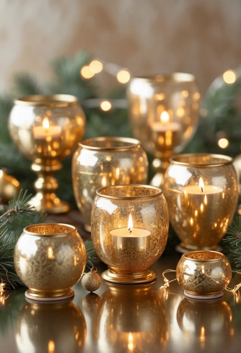 Gold Mercury Glass Votives