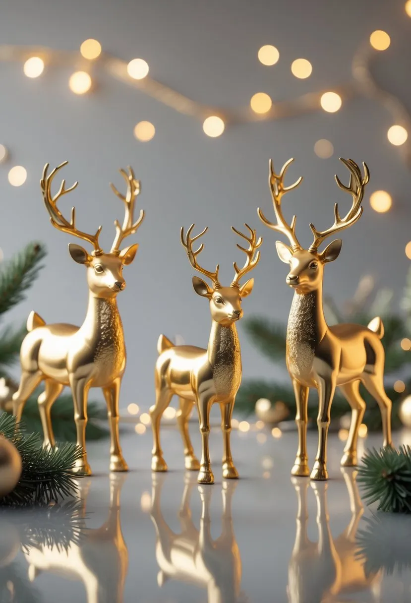 Gold Decorative Reindeer Figurines