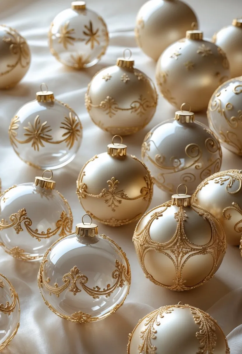 Gold-Trimmed Glass Ball Ornaments