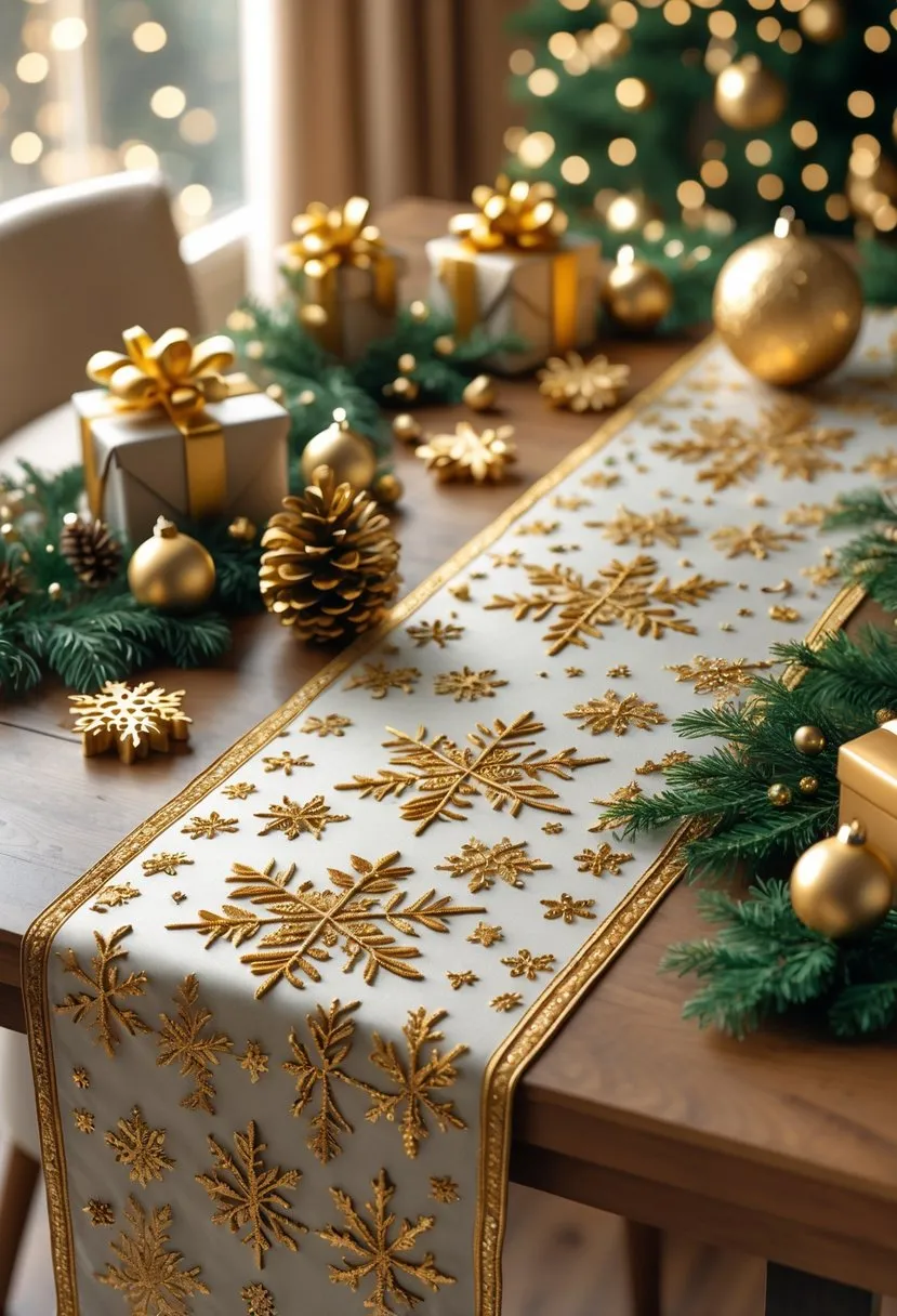 Gold-Holiday Themed Table Runner