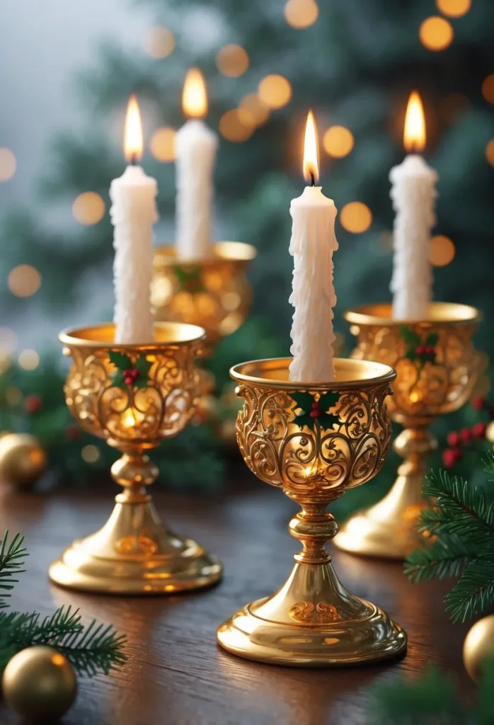 Gold Candleholders with Intricate Designs