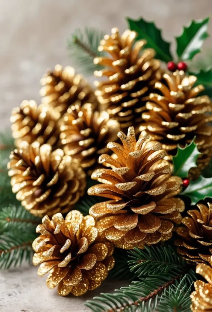 Gold Glitter Pinecones