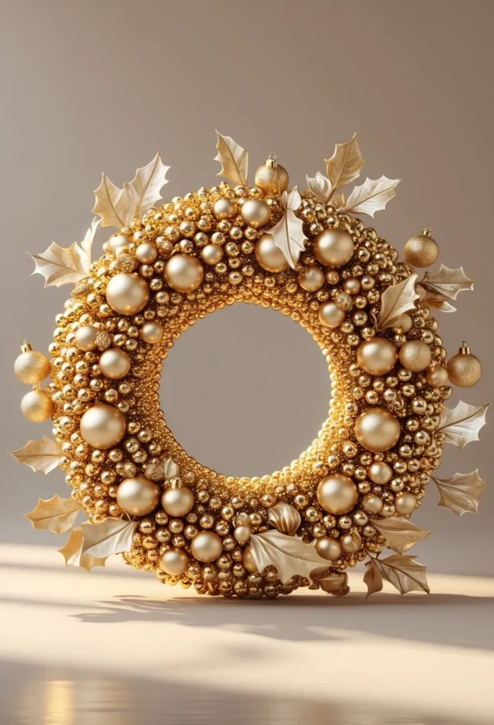Gold Beaded Christmas Wreath