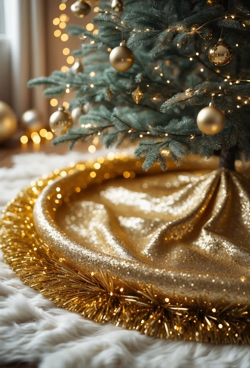 Gold Tinsel Tree Skirt