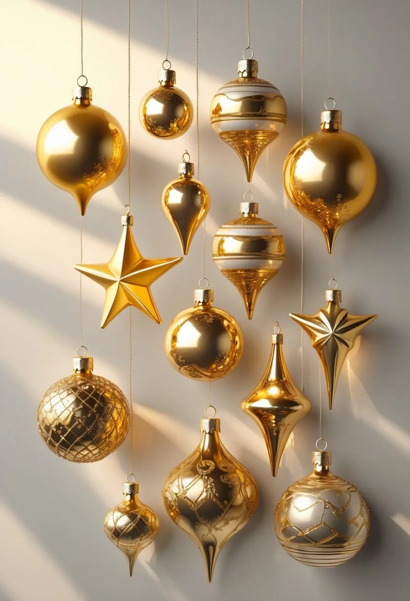 Gold Glass Ornament Set