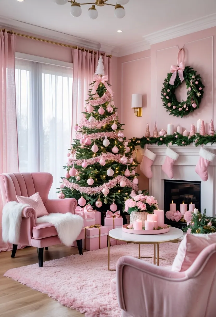 pink christmas decor