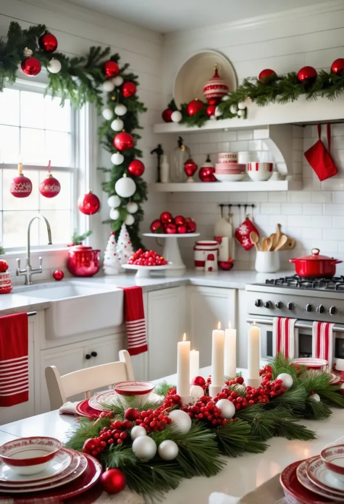  Red and White Christmas Kitchen