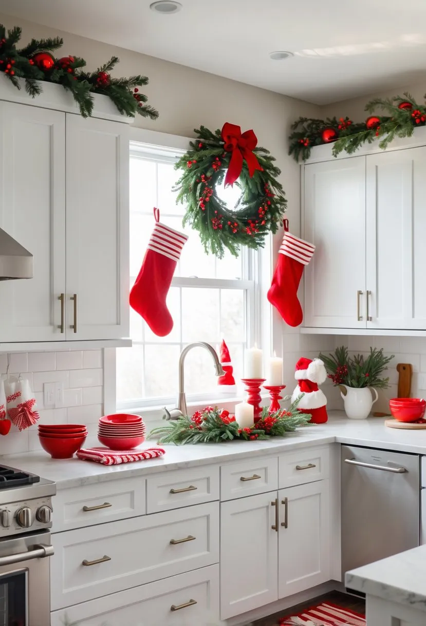 Red and White Christmas Kitchen