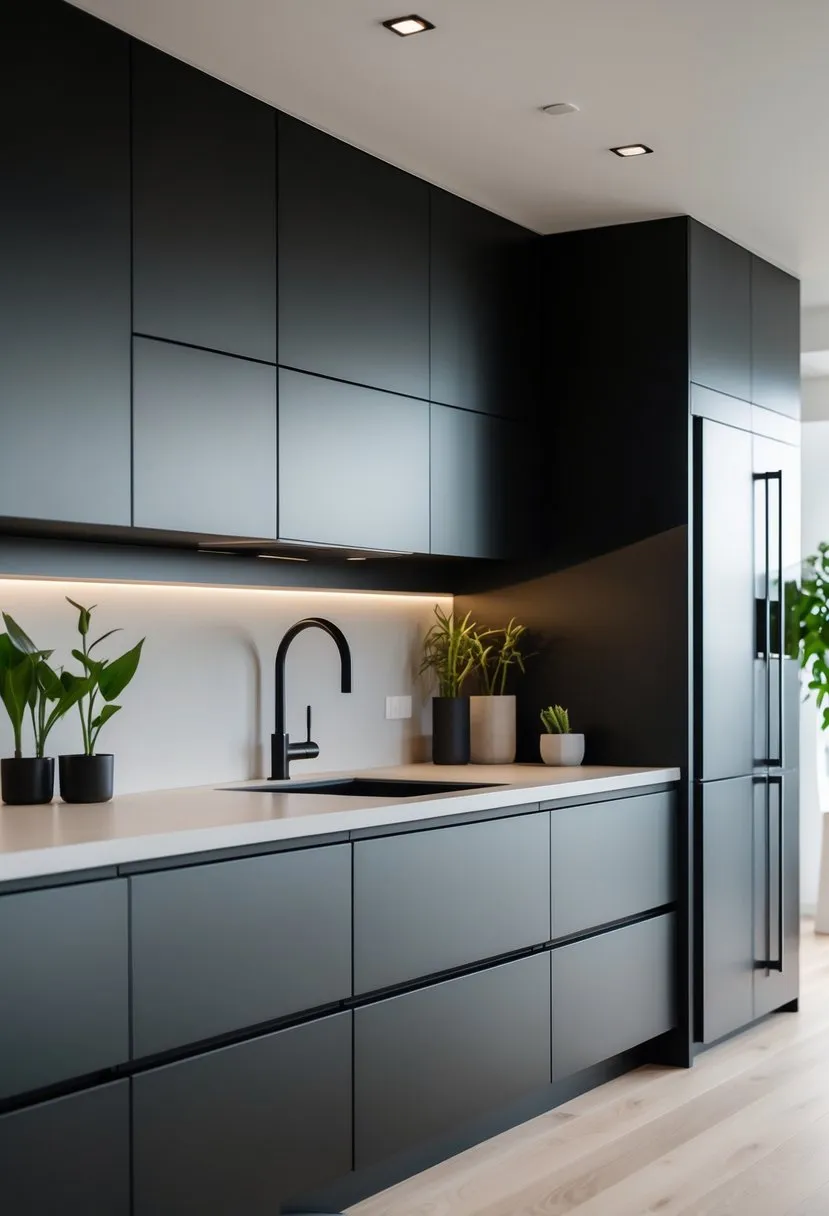 Contemporary Matte Black Cabinetry
