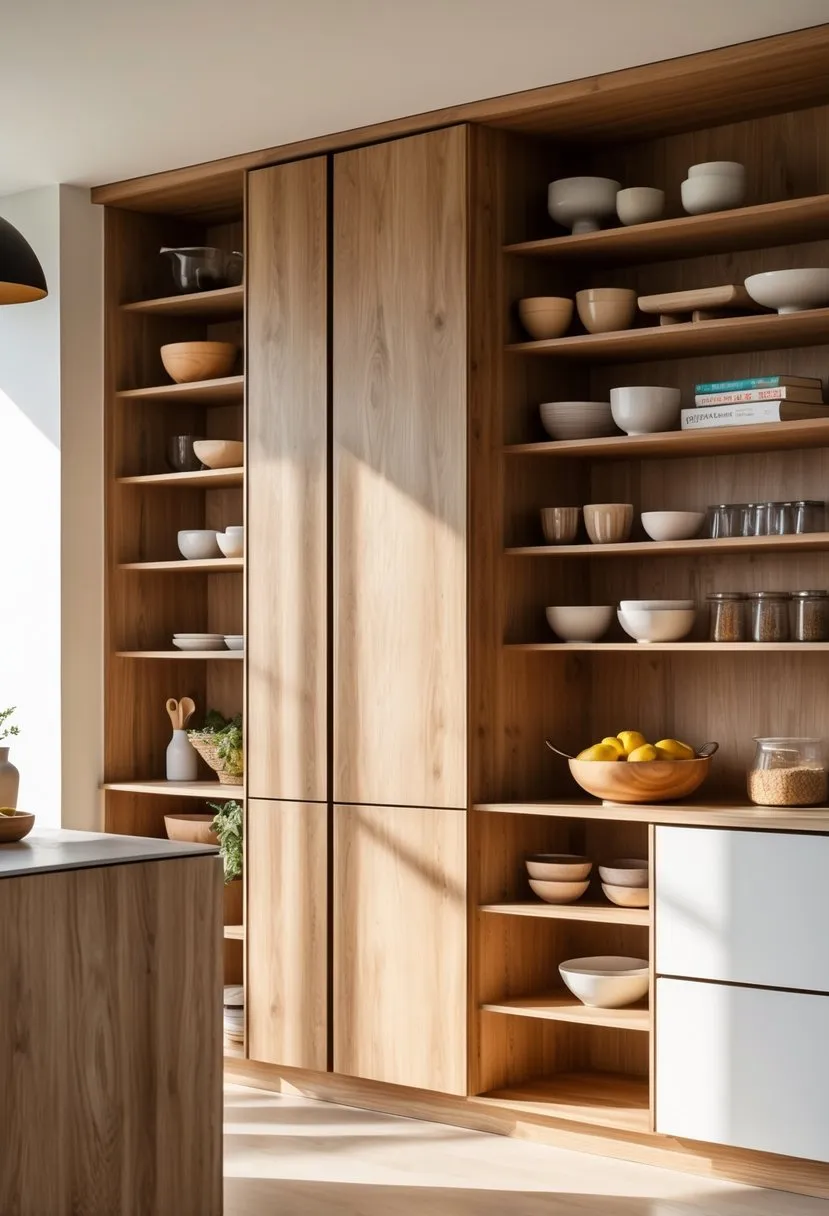 Woodgrain Finish with Open Shelves