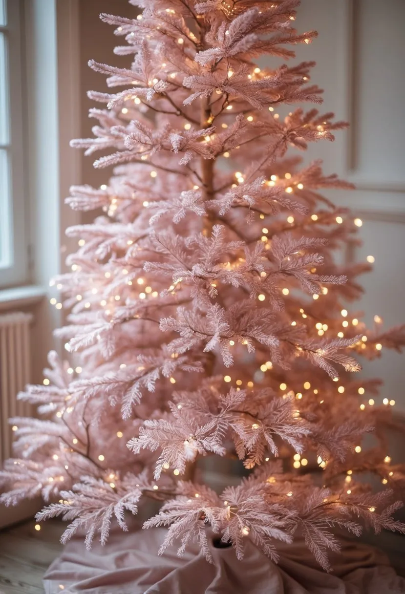 Vintage-Inspired Pink Tree with Retro Ornaments
