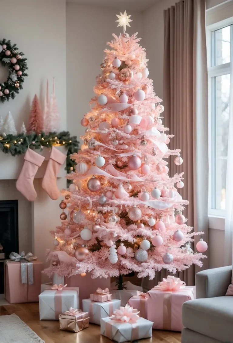 pink christmas bedroom