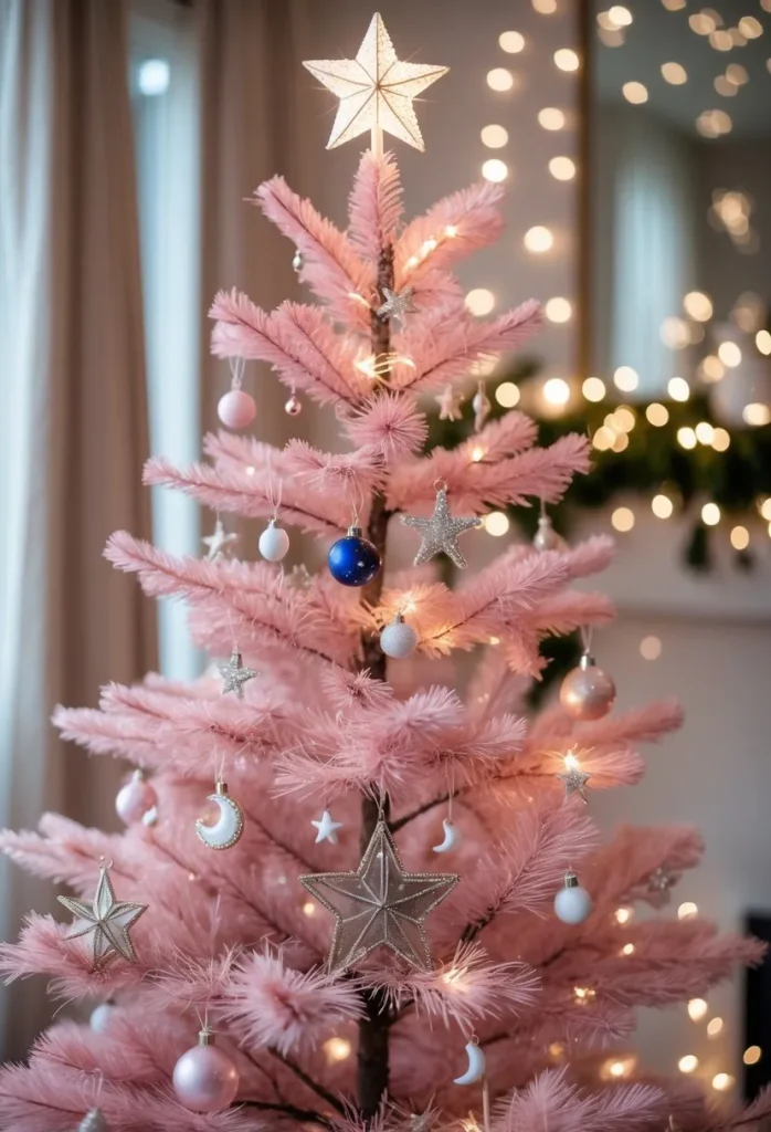 Celestial-Themed Pink Christmas Tree