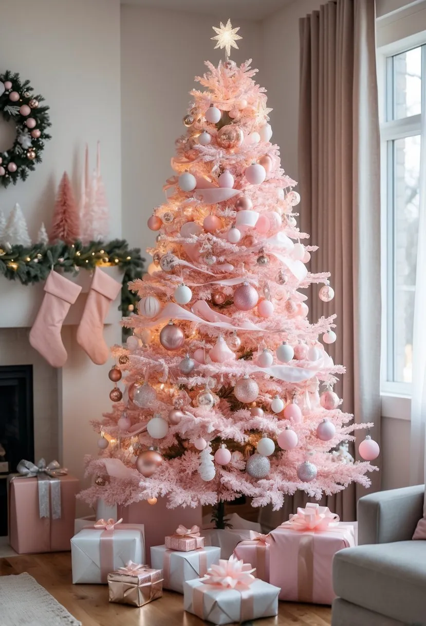 pink christmas bedroom
