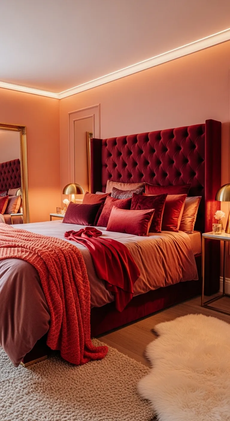 Soft Matte Red Romance (red bedroom ideas for couples)