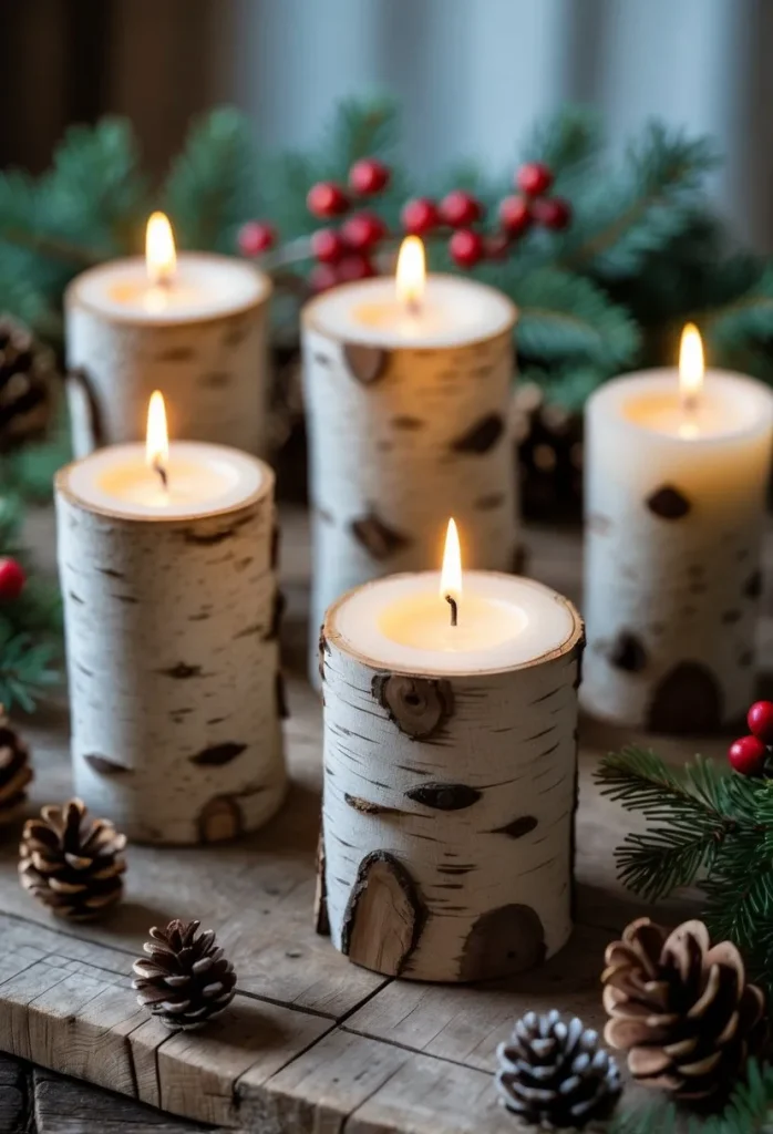 Birch Log Candle Holders