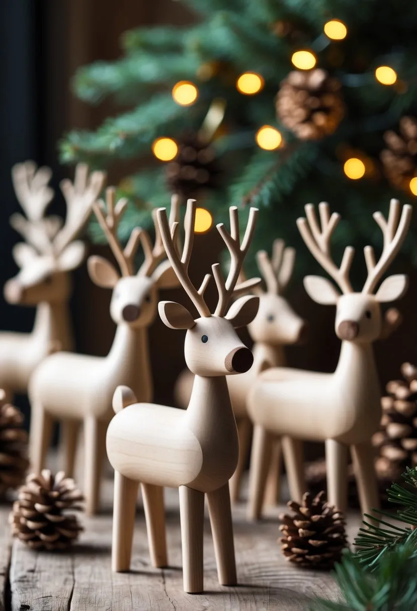 Wooden Reindeer Figures