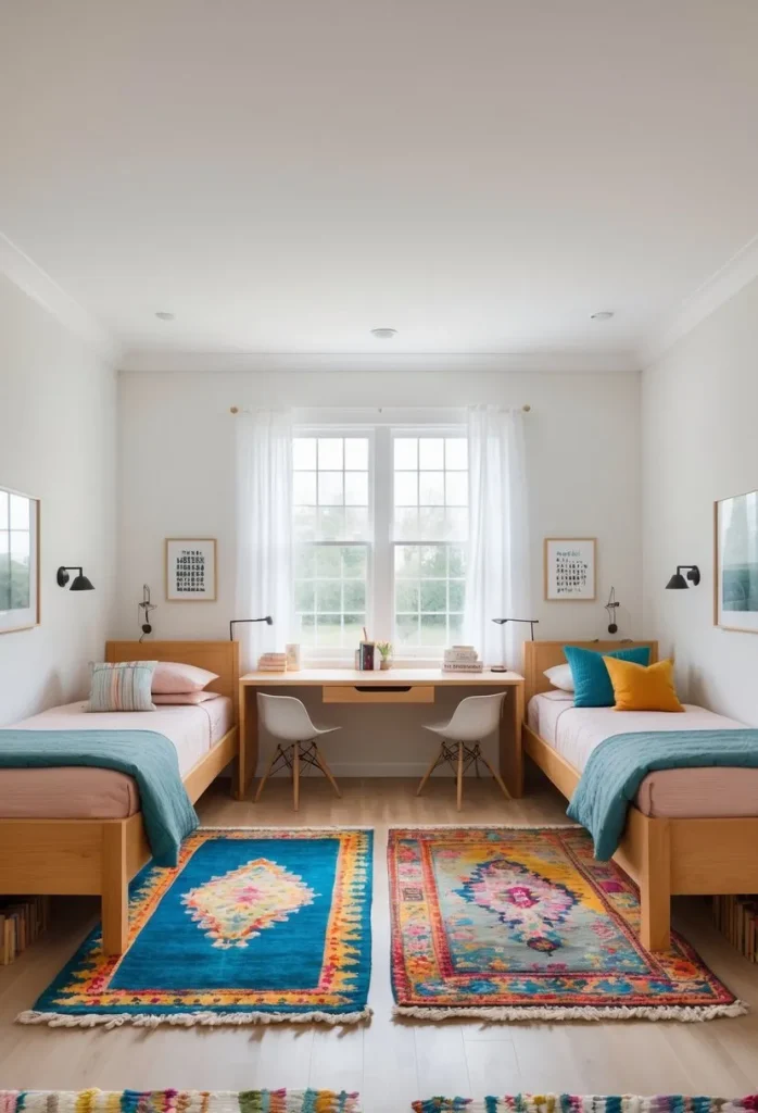 Zoning the room with rugs