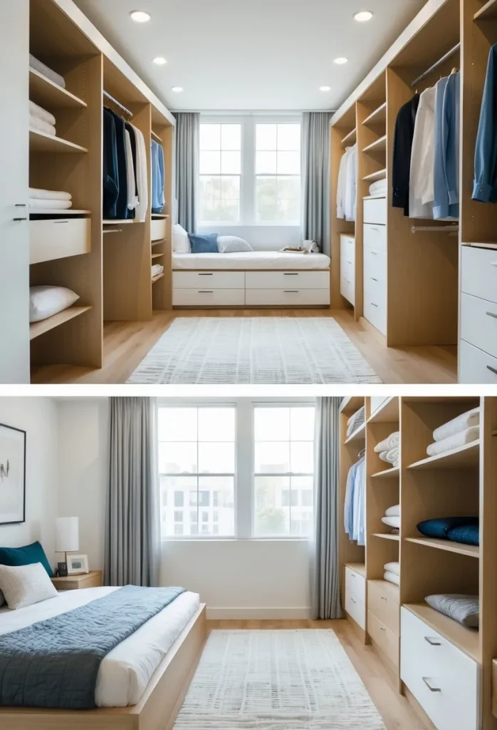 Customized closets with separate sections