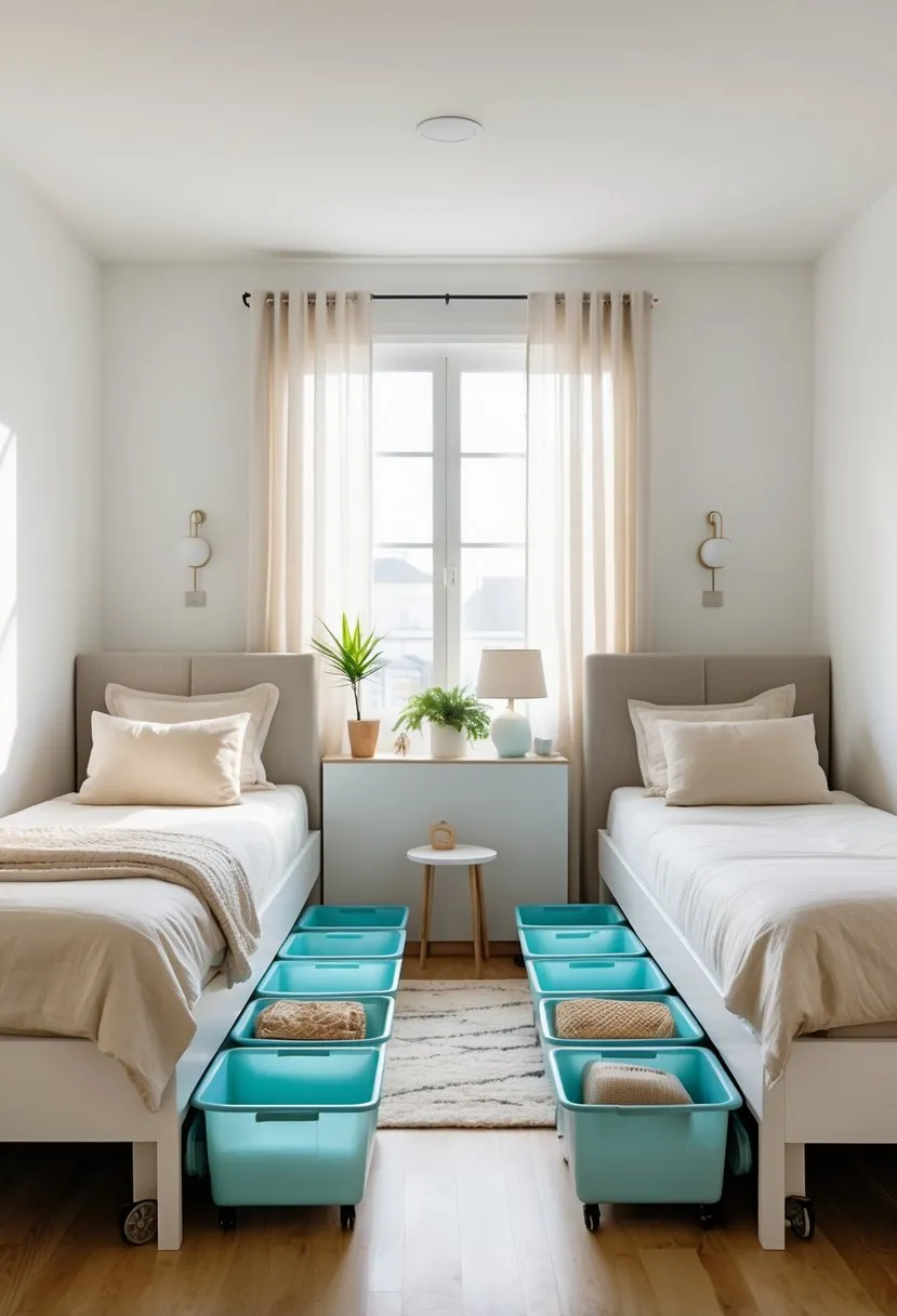 Under-bed rolling storage bins
