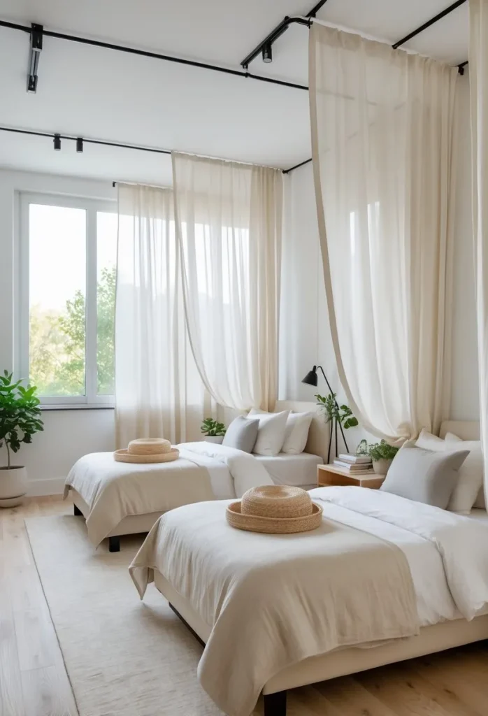 Using curtains to create private areas