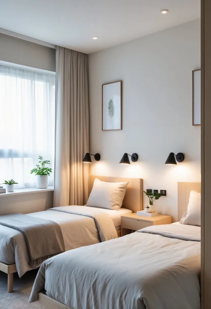 Wall-mounted lighting for each bed