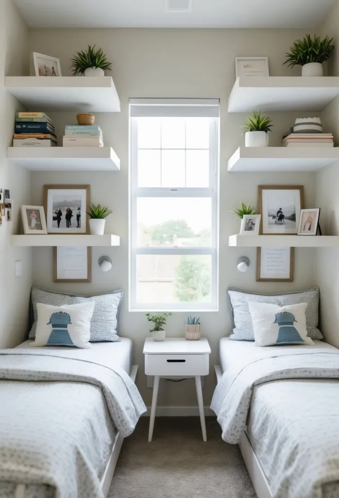 Using floating shelves for personal items