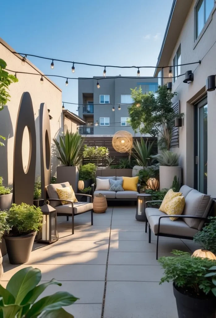 Outdoor art pieces like metal sculptures