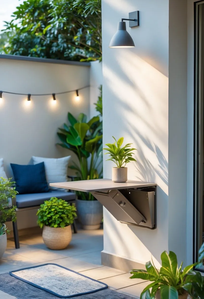 Wall-mounted fold-down tables