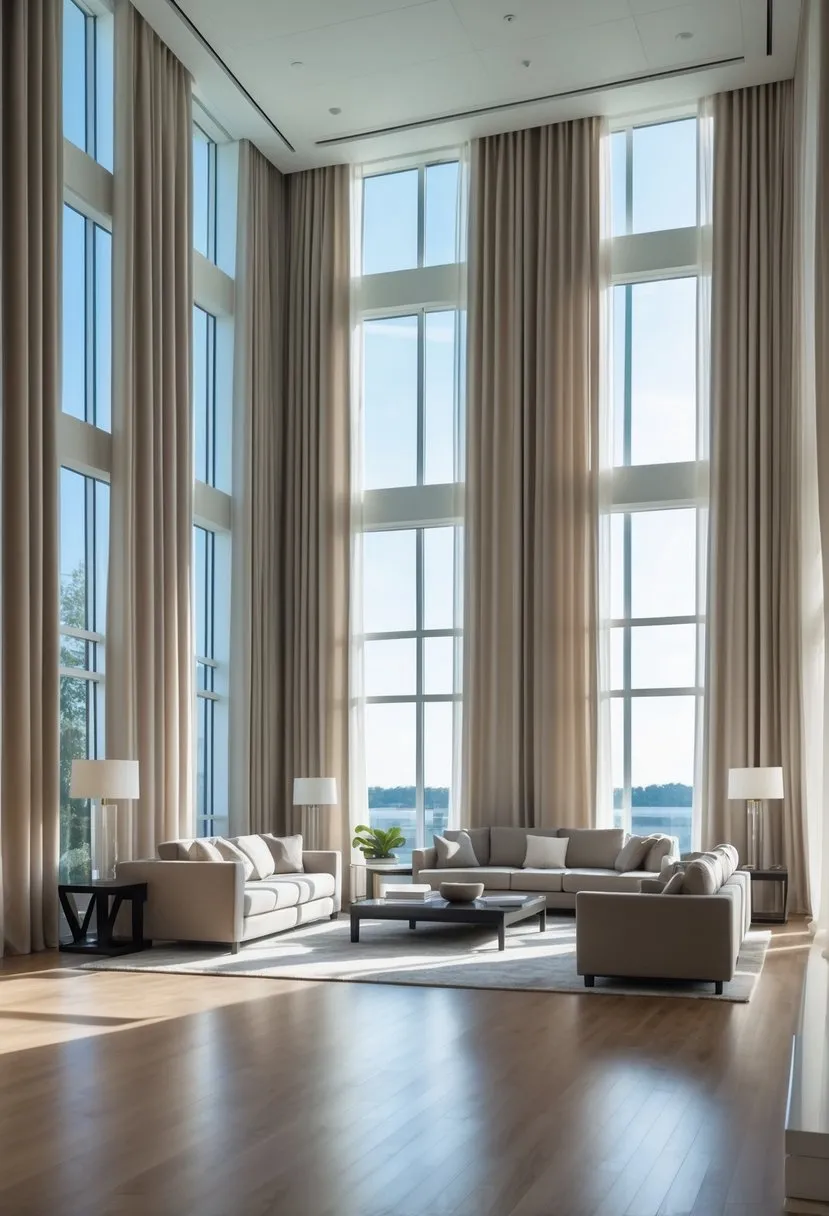 Opt for floor-to-ceiling curtains to emphasize height