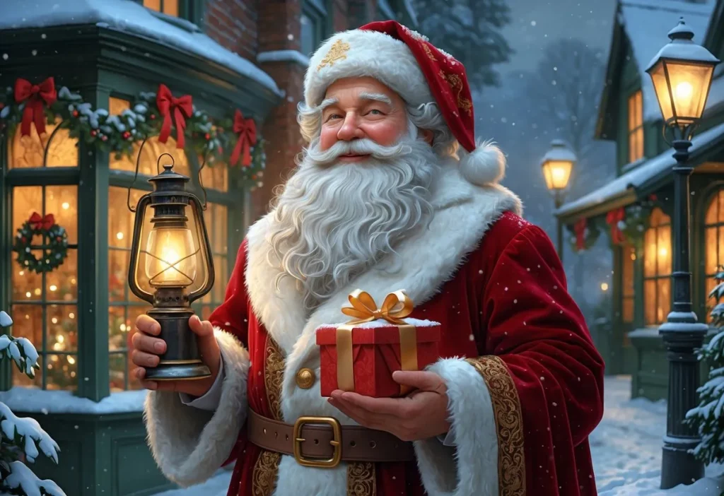 Father Christmas depicted as jolly and magical