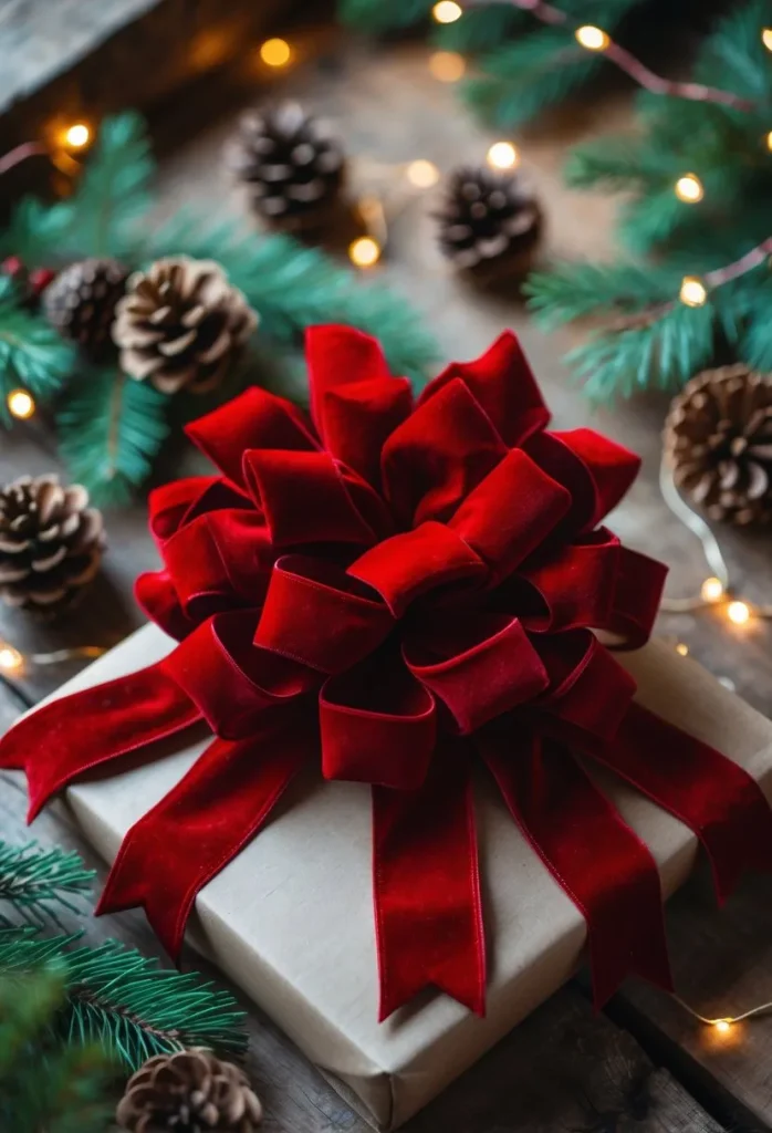 Classic Red Velvet Ribbon Bows