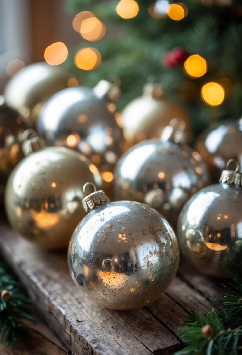  Antique Mercury Glass Baubles