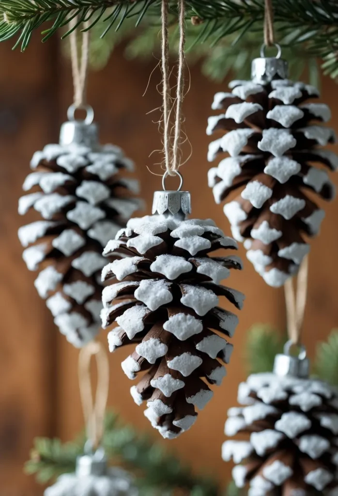 Flocked Pine Cone Ornaments