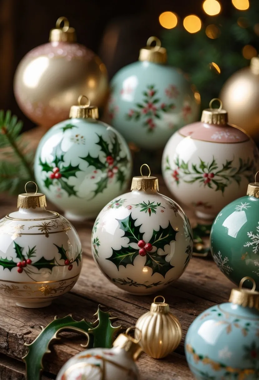 Hand-Painted Vintage Porcelain Ornaments