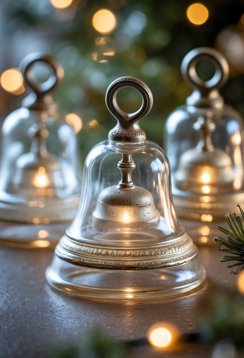 Glass Bell Ornaments with Metal Clappers