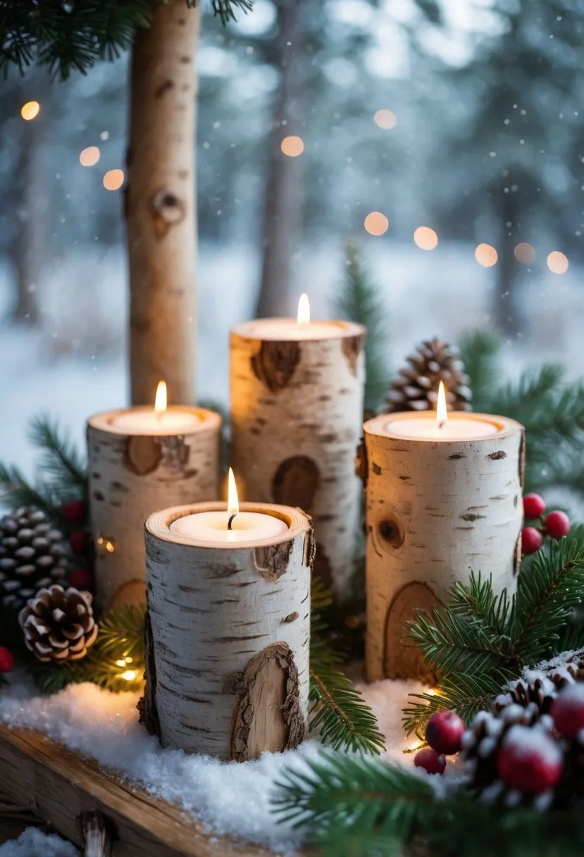 Birch Log Candle Holders