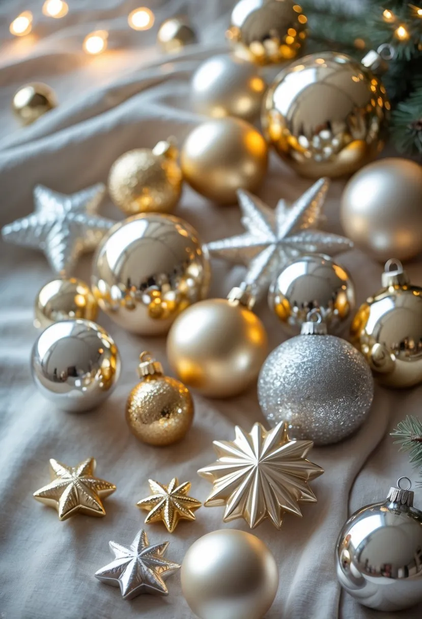 Metallic Gold and Silver Ornaments for a Luxe Touch