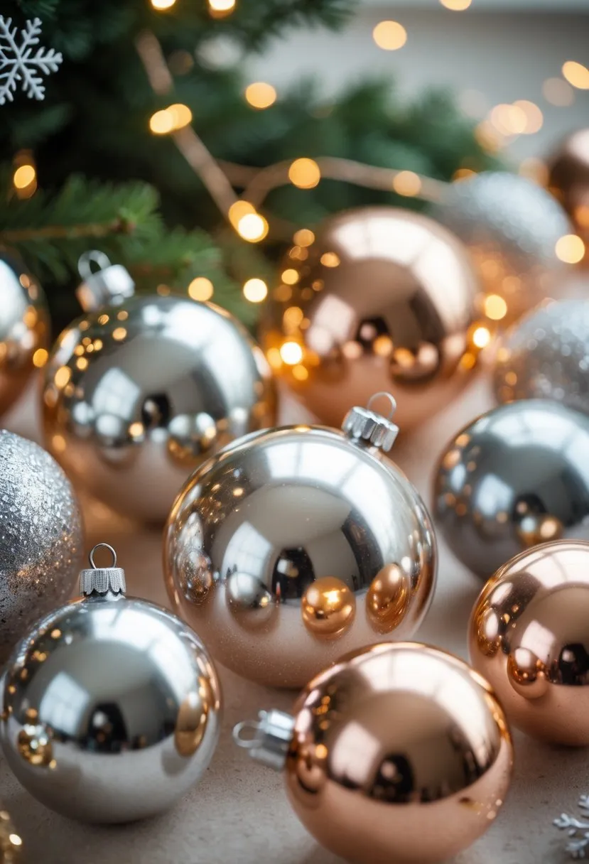 Mirrored or Metallic Finish Christmas Balls