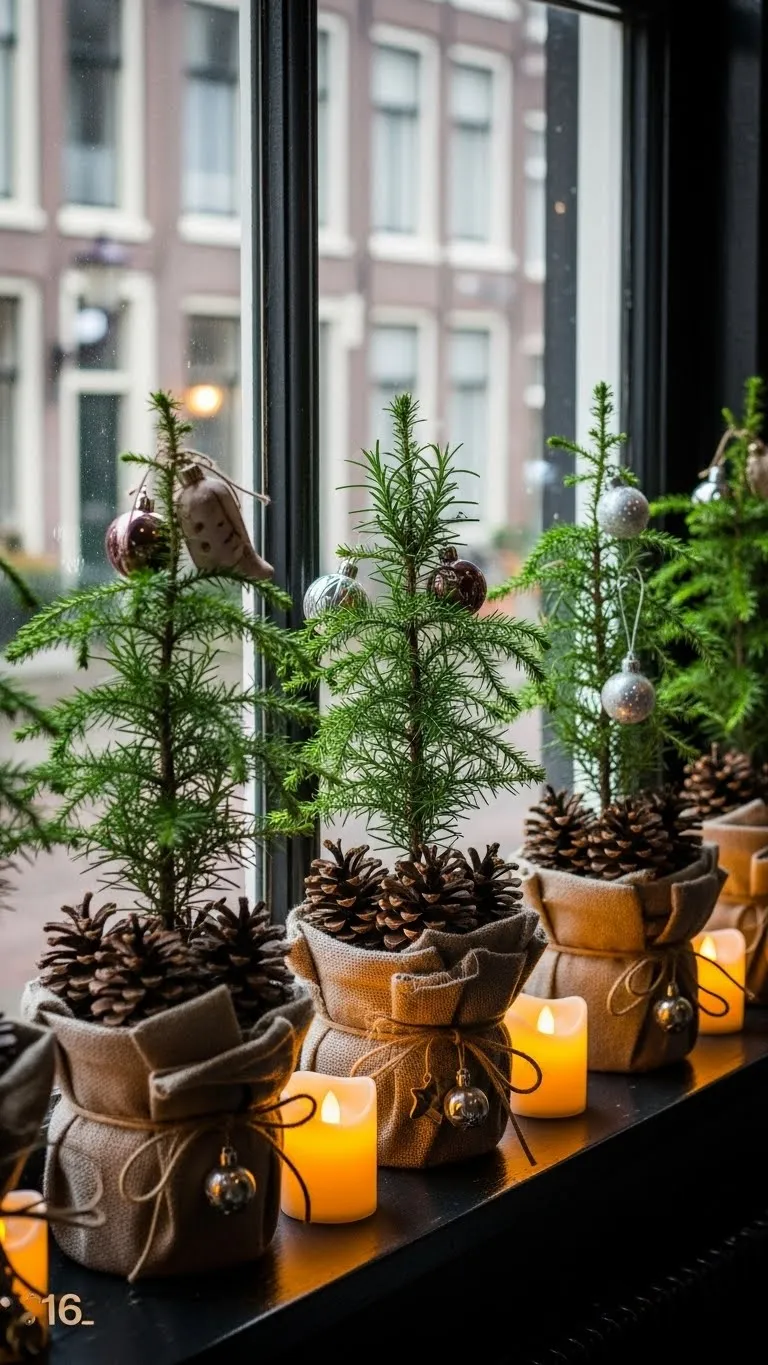 Amsterdam-Style Window Sill Mini Tree Village