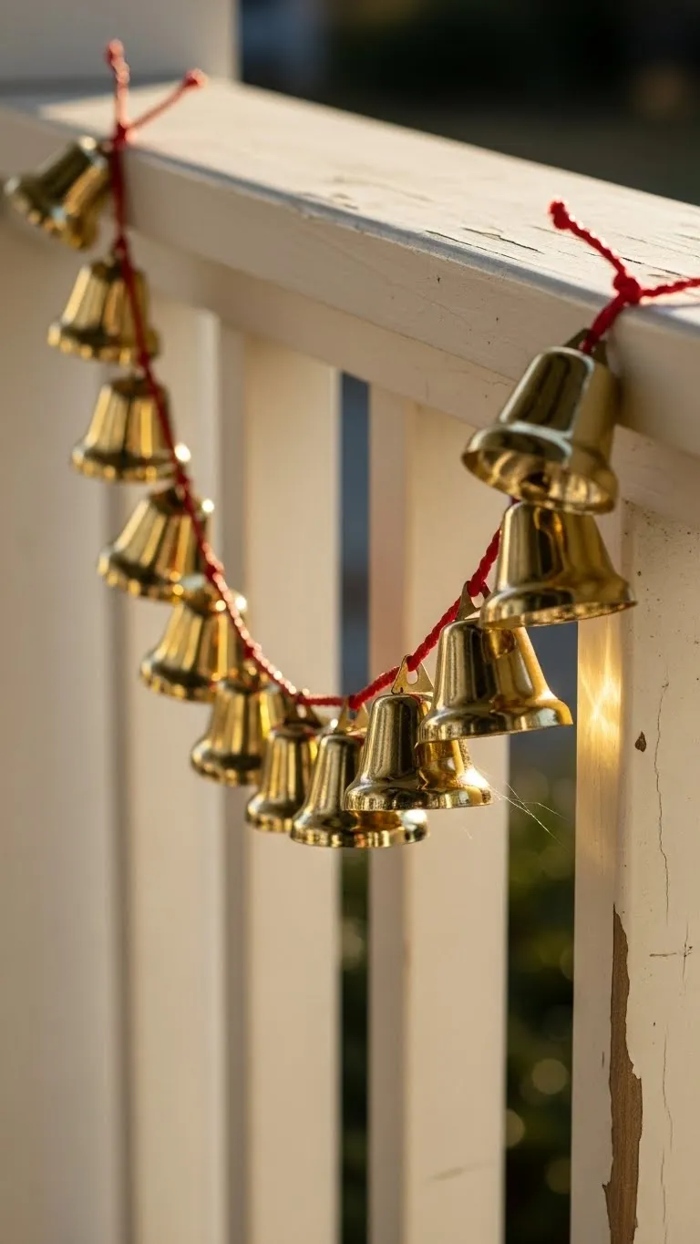 Bell Garland Draped Over the Railing