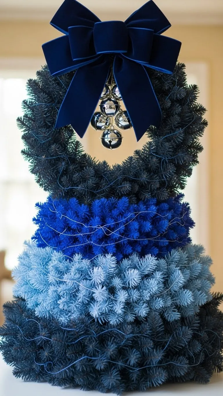 Blue Christmas Wreath Stacking Trick for Extra Drama