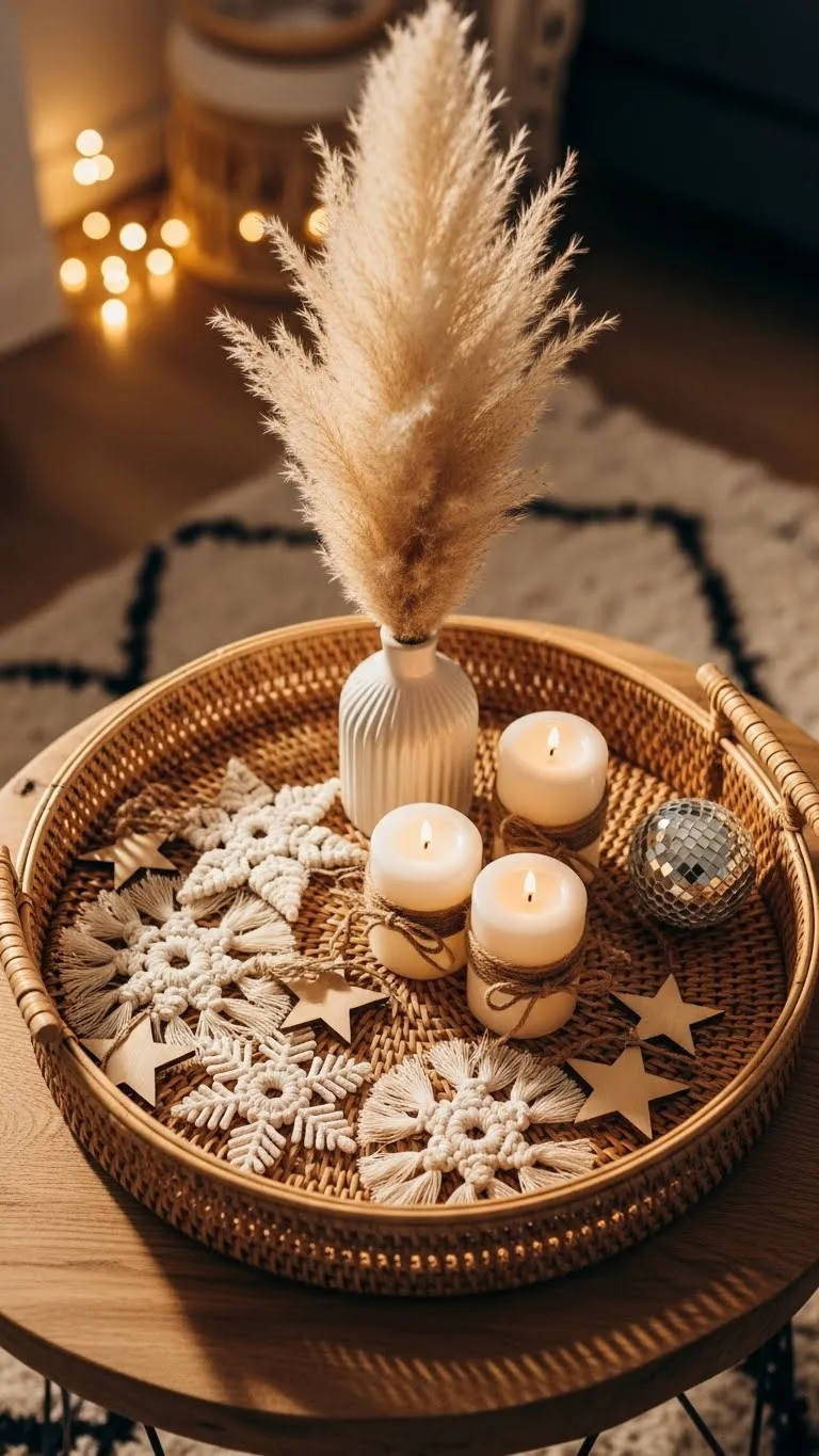  Boho Christmas Coffee Table with Pampas & Macramé Magic