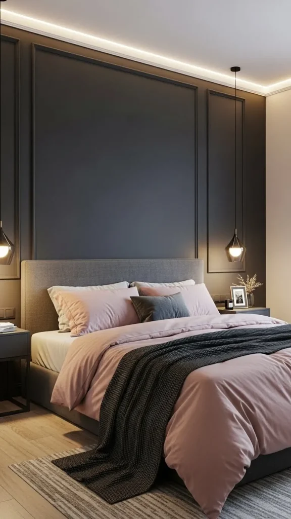 Charcoal grey and dusty pink color combination for contrast