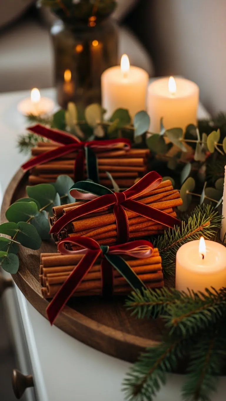  Cinnamon Stick Bundles Tied with Velvet