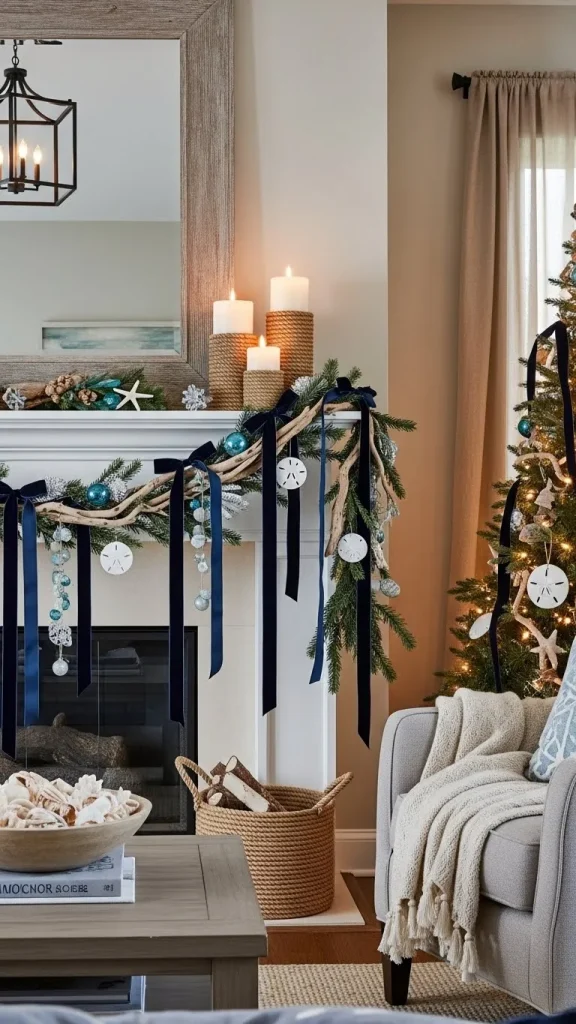 21 Christmas Themes That Are Blowing Up Pinterest Right Now 21 Coastal Christmas with Navy & Sand (For Warm-Climate Homes)
