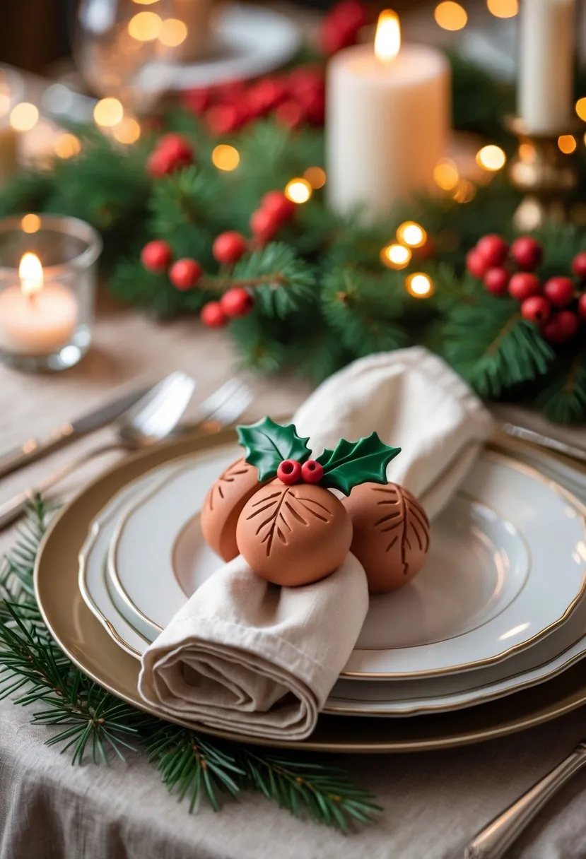 Handmade Clay Ornament Napkin Rings